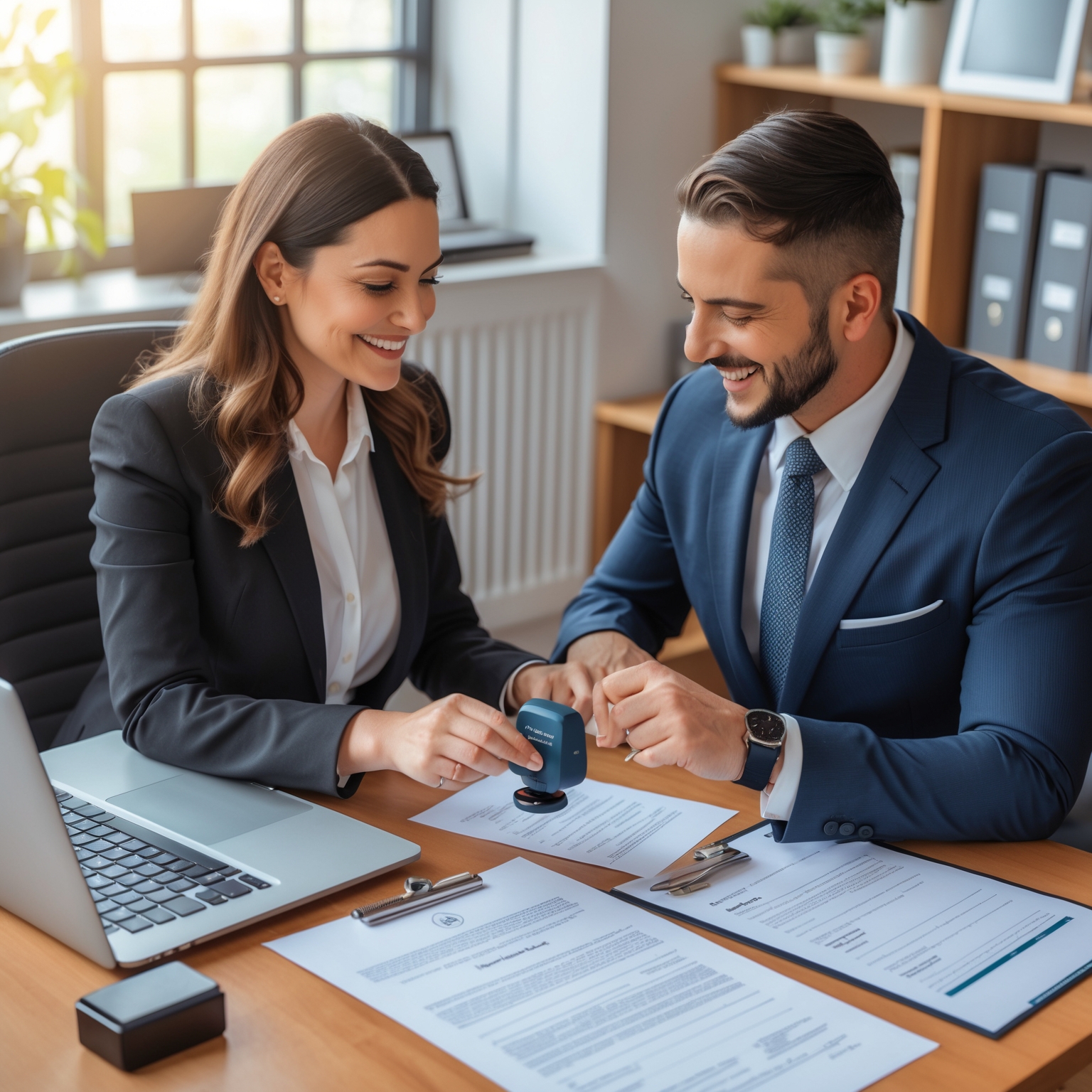 Mobile notary assisting client with real estate loan signing documents at home in Maryland