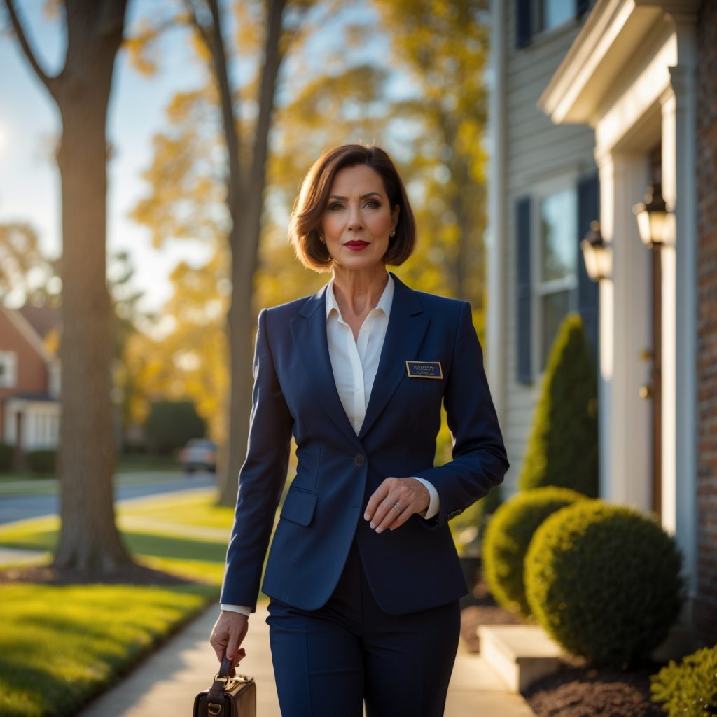 A mobile notary arriving at a client's home in a Maryland suburban neighborhood ready to provide notary services.